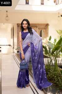 Ropa de fiesta y Festival de mujeres indias y paquistaníes Saree Material marbal sin peso Ropa étnica con borde de encaje estampado floral elegante - Product Image 2