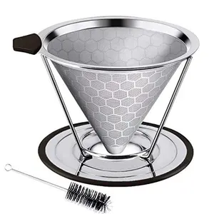 Portable Stainless Steel Wire Tea And Coffee Infuser Stand Reusable Pour Over Cone Filter Coffee Dripper