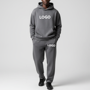 Survêtement décontracté personnalisé OEM, streetwear, uni, séchage rapide, respirant, en molleton, impression sérigraphique, ensemble 2 pièces, sweat-shirt ample régulier - Product Image 4