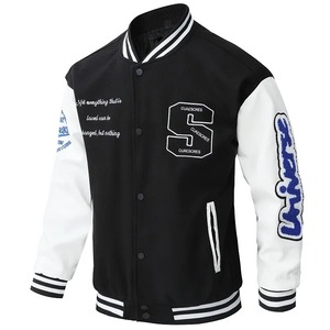 Nueva chaqueta de béisbol universitaria para estudiantes de invierno, chaqueta impermeable de lona de cuero genuino con bordado de letras de estilo americano para adolescentes - Product Image 6