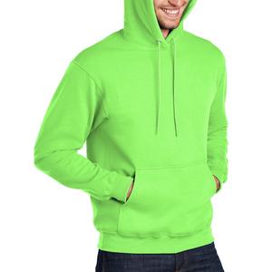 Pull uni à manches longues poche mince couleur verte unie sweat à capuche pour hommes respirant polaire 100% coton vêtements d'hiver écologiques - Product Image 1