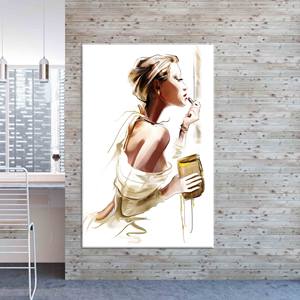 Printed Canvas: Woman Applying Lipstick - Fashion Wall Art,WRAPPED CANVAS - Product Image 1