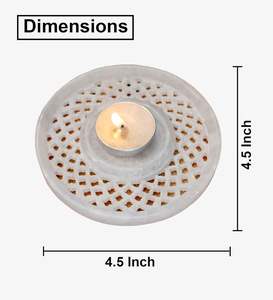 Bougie chauffe-plat en marbre avec motif mandala, porte-bougie artisanal pour la décoration de la maison, fait main - Product Image 4