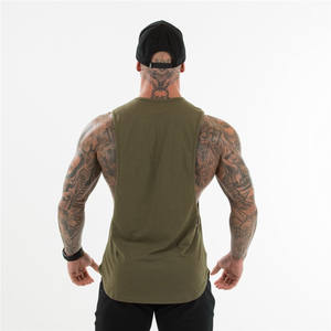 <b>Mens</b> Tank Top Wholesale Custom Logo Cotton <b>Gym</b> <b>Vest</b> Fitness Bodybuilding Undershirt Training Singlet - Product Image 4
