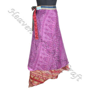 Ropa de verano India Falda envolvente larga vintage 2 capas Reversible Magic Silk Saris Wrap Falda larga Seda Sari Wrap Faldas - Product Image 2