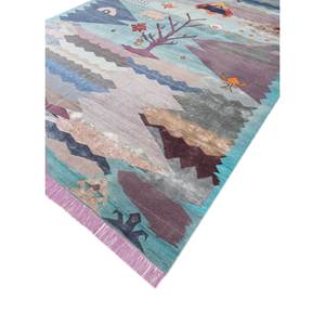 Tapis en laine et soie de bambou noué à la main Freedom Manchaha rose et violet, motif original, taille 9x12, pour la décoration de la maison et des couloirs - Les-8148 - Product Image 2