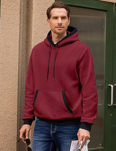 เสื้อฮู้ดผู้ชายผ้าฝ้ายลำลองแฟชั่นแขนยาวมีเชือกผูก ผ้าฟลีซ มีกระเป๋า - Product Image 1