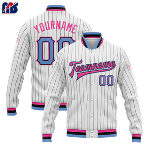 Veste bomber de baseball entièrement personnalisable avec votre nom, votre numéro et votre équipe, veste universitaire à boutons - Product Image 6