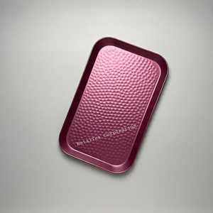 Bandeja de servicio amarilla con recubrimiento en polvo antioxidante de superficie texturizada, bandeja decorativa Rectangular de colores personalizados, precio de fábrica directo - Product Image 3