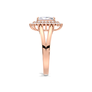 IGI Certified Radiant Cut Lab Grown Diamond Double Halo <b>Split</b> Shank Engagement-Wedding <b>Ring</b> in 9K Yellow / White & Rose Gold - Product Image 2