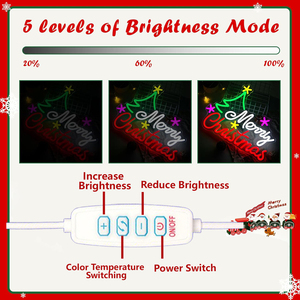 Feliz Navidad Letrero de neón LED Feliz y brillante Navidad Decoración de pared Feliz Navidad Luz de neón para fiesta de Navidad Fondo colgante - Product Image 5