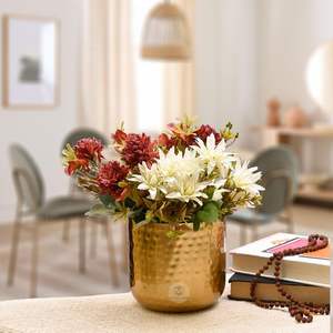 Jarrón de metal de hierro con forma redonda en color dorado para decoración de hogar y boda, artículos elegantes de decoración del hogar para sala de estar - Product Image 2