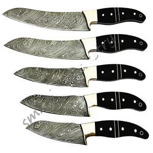 Juego de cuchillos de chef de cocina de 5 piezas con estilo de Damasco hecho a mano, cuchillas afiladas de acero inoxidable y funda de hueso para el Meat-SKM1285 - Product Image 6