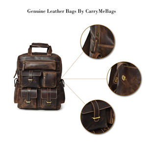 Sacs à dos en cuir véritable personnalisé à la mode pour hommes voyage sac à dos en cuir de grande capacité pour les affaires - Product Image 5