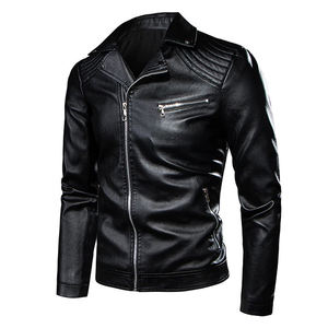 Chaqueta de cuero de invierno negra para hombre Chaqueta de cuero elegante de todos los tamaños con logotipo personalizado y etiqueta privada para hombre con cremallera - Product Image 1