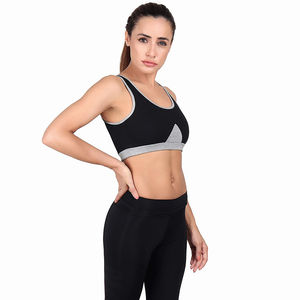 Sujetador Deportivo 100% Algodón para Mujer - Negro y Gris - Color Sostenible, Gimnasio, Fitness, Secado Rápido, Ajuste Ceñido - Product Image 4