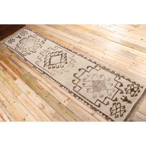 Vintage Turkish Rug 2.5x11.7 ft (76x356 cm), Herki <b>Brown</b> <b>Wool</b> Rug - Product Image 4