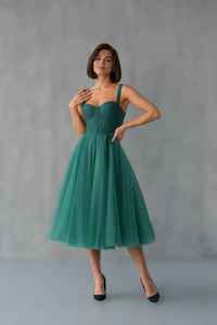 Forest Green Tulle <b>Prom</b> Dress Corset Midi Graduation Gown Fairytale Evening Dress Elegant Custom <b>Party</b> Dress for Women Size S M - Product Image 2