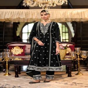 Costume Salwar en Chinon lourd avec broderie, spécial Eid, fabriqué à Surat, au prix le plus bas, achats en ligne en Inde - Product Image 1
