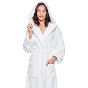 Otoño Invierno batas de baño largas y cálidas para mujer lindo grueso Coral terciopelo ropa de casa ropa de dormir larga con capucha señoras Loungwear - Product Image 2