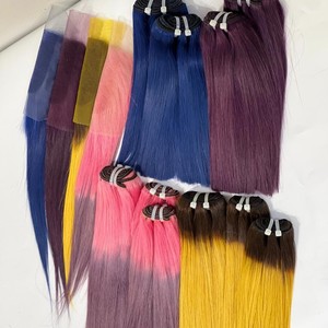 SDD BABY VIOLET OMBRE PINKY MORADO HUESO RAYOS RECTOS MATERIAL PRIMERA EXTENSIONES DE CABELLO HUMANO VIETNAMITA NATURAL PARA HACER PELUCAS - Product Image 5