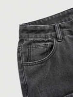Jeans Cargo Casuales de Mujer de Marca Privada Premium, de Cintura Alta, Pierna Ancha, Estampado de Leopardo, con Logotipo Bordado Personalizado, Estilo High Street, con Detalles Rotos
