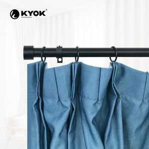 ราวม่านสีดำทันสมัย KYOK พร้อมห่วงพลาสติกทรงกลม ปรับความยาวได้ สำหรับตกแต่งบ้านสไตล์มินิมอล - Product Image 1
