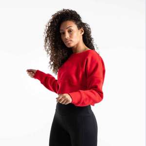 Sudadera corta de mujer de alta calidad personalizada al por mayor sudaderas recortadas de manga larga con cuello redondo y estampado personalizado para mujer - Product Image 2