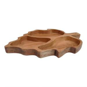 Wooden Two Heart Shaped Serving <b>Tray</b> Decorative Sectioned Platter for <b>Snacks</b> Grade Easy Clean Oval Serving <b>Tray</b> Kitchenware - Product Image 4
