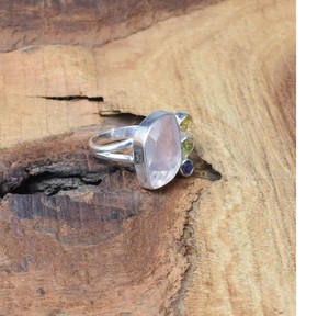 Pink <b>Rose</b> <b>Quartz</b> 925 Sterling Silver Natural Multi Gemstone <b>Ring</b> For Birthday Gift Handmade Silver <b>Ring</b> - Product Image 3