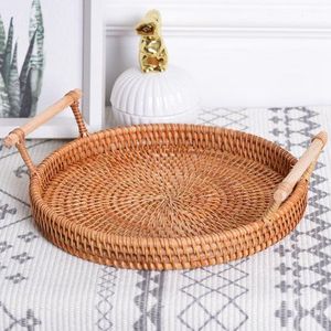 Vente en gros de plateaux à fruits ronds traditionnels en rotin naturel faits à la main de différentes tailles plateaux de service en rotin personnalisés plateaux de décoration intérieure - Product Image 1