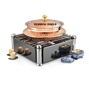 Decorative Brass Chafing Dish With Hanging Lid Oval Shape Designer Casserole Hot Selling Luxury New Metal Food Warmer - Product Image 4