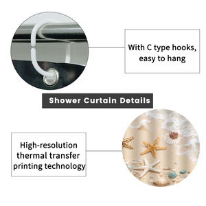 Custom Printed Waterproof Shower Shower <b>Curtain</b> for Bathroom Waterproof Polyester <b>with</b> <b>Hooks</b> - Product Image 2