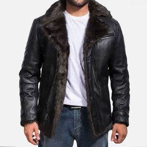 Chaqueta de Cuero y Lona Estilo Aviador para Hombre, Nueva Colección de Invierno, Estilo Bomber con Cierre, Cuello Alto, Estilo Universitario, Ecológica, Servicio OEM Disponible - Product Image 1
