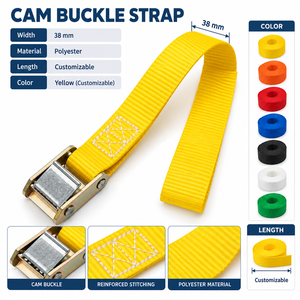 Sangle d'arrimage à boucle à came haute résistance 38 mm, 450 kg, en polyester pour camion, remorque, sécurisation des marchandises en usine - Product Image 4
