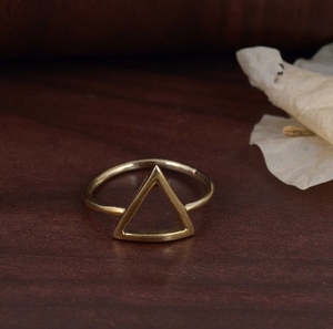 Venta caliente de moda triángulo geométrico anillo de latón joyería para mujer regalo personalizado para mamá pequeño anillo apilable - Product Image 2