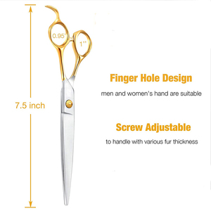 Ciseaux de toilettage pour animaux de compagnie de haute qualité demi-plaqué or lame droite tranchante ciseaux de toilettage de cheveux durables pour animaux - Product Image 2