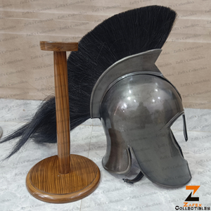 Griego tradicional antiguo medieval para casco corintio penacho negro hecho a mano pulido acero suave decoración del hogar Armadura - Product Image 4