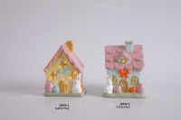 Großhandel New Creative Easter Light up Pastell blau Pink Iced Lebkuchen haus Bunny Rabbit Eggs Home Decor
