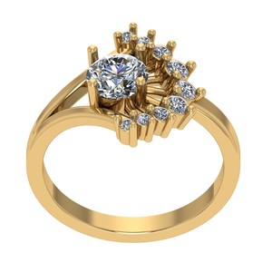 Anillo de racimo de diamantes cultivados en laboratorio de corte redondo de 1,50 quilates VVS Clarity DE Color en anillo de aniversario de oro de 14K para joyería de mujer - Product Image 2