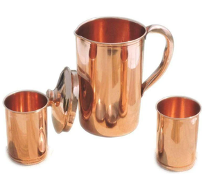 Pichet en cuivre le plus vendu en gros avec couvercle écologique Trending Ayurvedic Designs pour verres Pichet en métal pour une utilisation écologique - Product Image 3