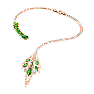 Collier en diopside Garden of Wisdom de BeGems Jewelry Wholesale en or rose italien 14K 18K, bijoux de luxe pour femmes - Product Image 4