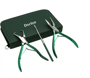 Professional Hair Extension Kit Custom Color & Logo Salon Hair <b>Tools</b> stainless steel hair extension plier & needle <b>hook</b> With Kit - Product Image 2