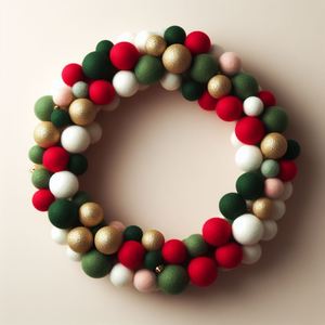 พวงหรีดลูกบอลสักหลาดสีรุ้งทำด้วยมือสำหรับตกแต่งคริสต์มาสที่ไม่เหมือนใครลูกบอลสักหลาดสีสันสดใสสำหรับต้นคริสต์มาส - Product Image 6