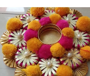 Portavelas hecho a mano Rangoli decoración del hogar regalo para mujeres regalos de inauguración boda Diwali regalo esteras florales decoración de fiesta de té - Product Image 3