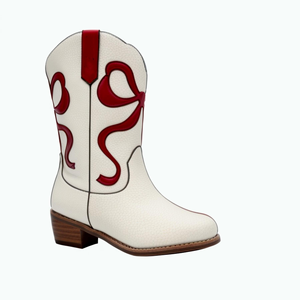 Chaussures de fête pour filles en cuir véritable avec broderie, fermeture éclair à hauteur du genou, bottes de cow-boy pour enfants - Product Image 1