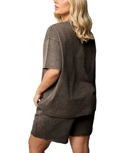 Ensemble 2 pièces sur mesure pour femme en coton 100% - T-shirt oversize et short - Logo brodé personnalisé - Streetwear - Ensemble pour femme - Product Image 2