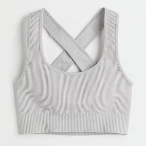 Soutien-gorge de sport de yoga à maintien élevé, vente en gros, soutien-gorge de sport pour femmes, simple devant, confortable, sans fil, respirant, séchage rapide, design croisé dans le dos - Product Image 2
