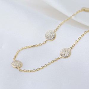 Collar con Colgante de Zirconia Brillante de Diseño Redondo para Mujer, Joyería Turca Hecha a Mano al por Mayor en Plata de Ley 925 - Product Image 2