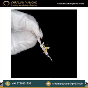 Regalo de aniversario Joyería fina 0,65 TCW 14K Oro sólido Unisex Custom Ice Out Gun Charm Dainty Moissanite Diamond Pendant - Product Image 5